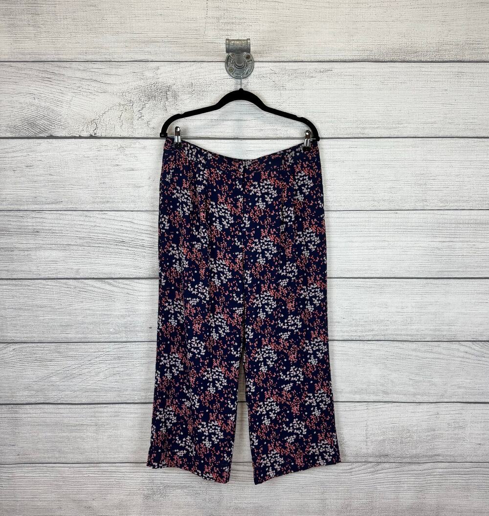 Michael Michael Kors Women's Navy Pink Floral Spring Straight Leg Pants Size 12